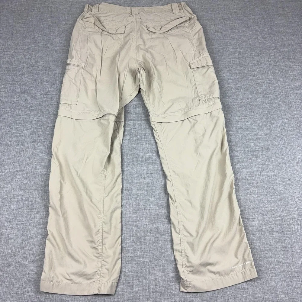 Columbia Omni-Shade Pants Mens 36x32 Beige Convertible Zip Off Hiking Nylon